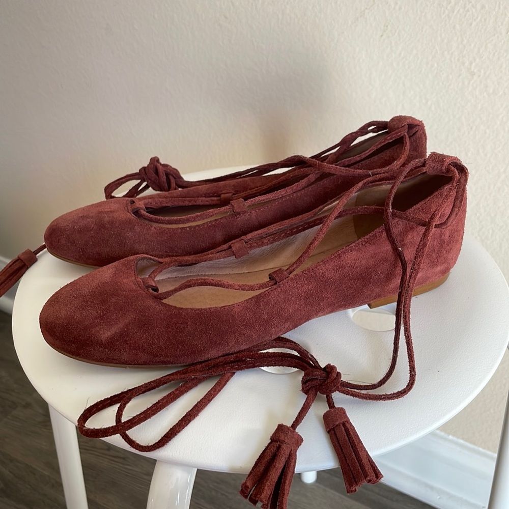 Madewell Suede Lace Up Ballerina Flats US7